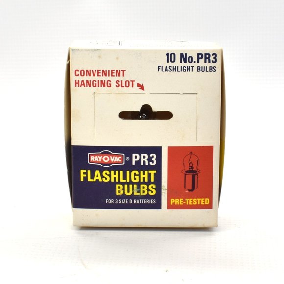 Vintage RAY-O-VAC PR3 Flashlight Bulbs 10 pack display Replacement - Picture 1 of 5